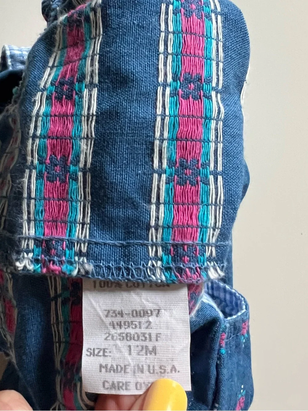 Vintage Oshkosh B’Gosh Denim Floral Overall Bubble Romper 12m USA Made